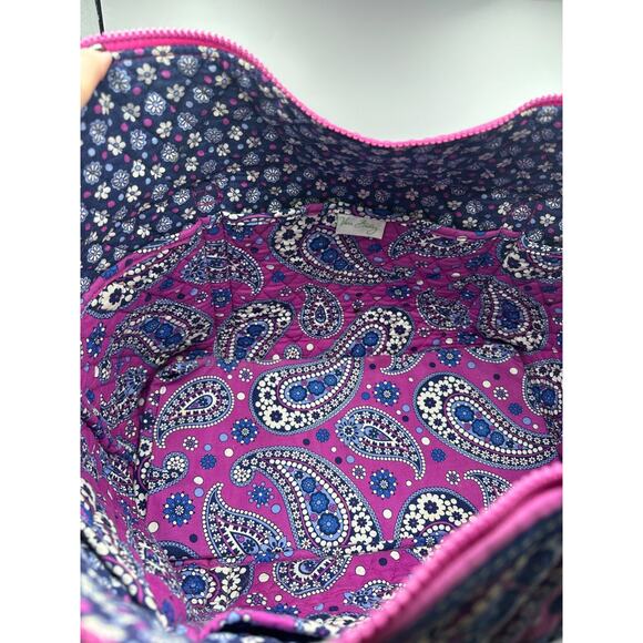 Vera Bradley Zipper Top Ladies Tote Bag Boysenberry 2011 Quilted Paisley Purple - Picture 5 of 10